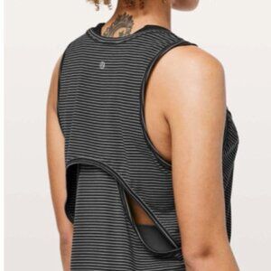 LULULEMON Circuit Crusher Tank Evolution Stripe Black Grey, Cut-out Back S/M